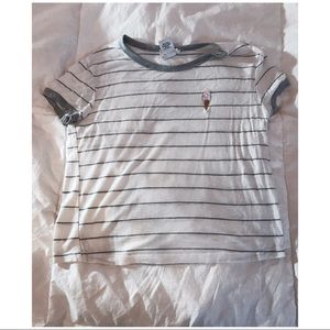 Ice creme patch T-shirt with gray and white stripe